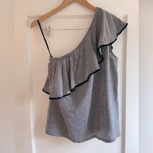 LOFT 🖤 One Shoulder Ruffle Stripe Tank Top